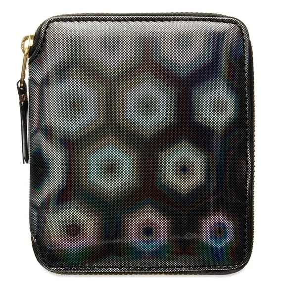 Comme des Garcons Square Bifold Full Zip Around Wallet in Black Hologram - Rare - Picture 2 of 15